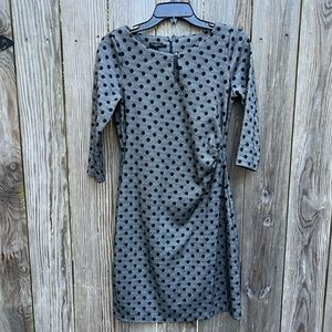 TALBOTS Black and Gray Polka Dot Dress size Small Petite